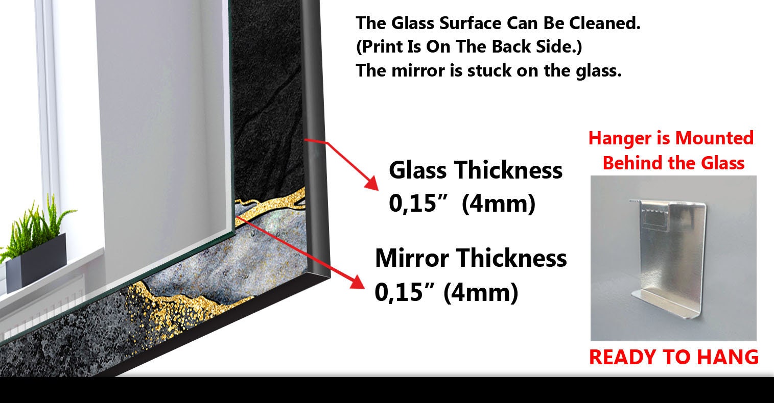 Abstract Tempered Glass Wall Mirror