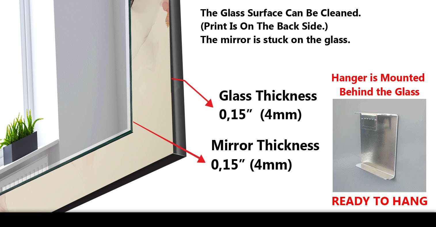 Abstract Tempered Glass Wall Mirror