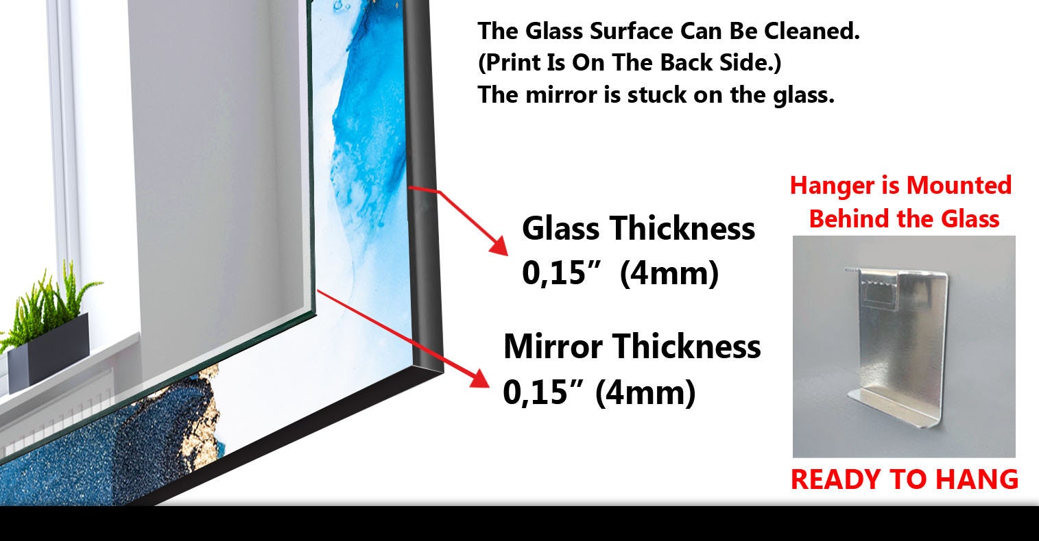 Abstract Tempered Glass Wall Mirror