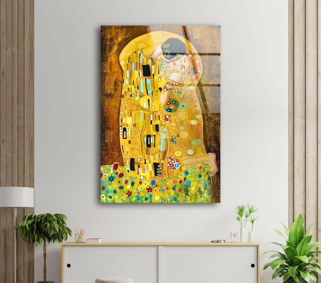 Gustav Klimt The Kiss Tempered Glass Wall Art