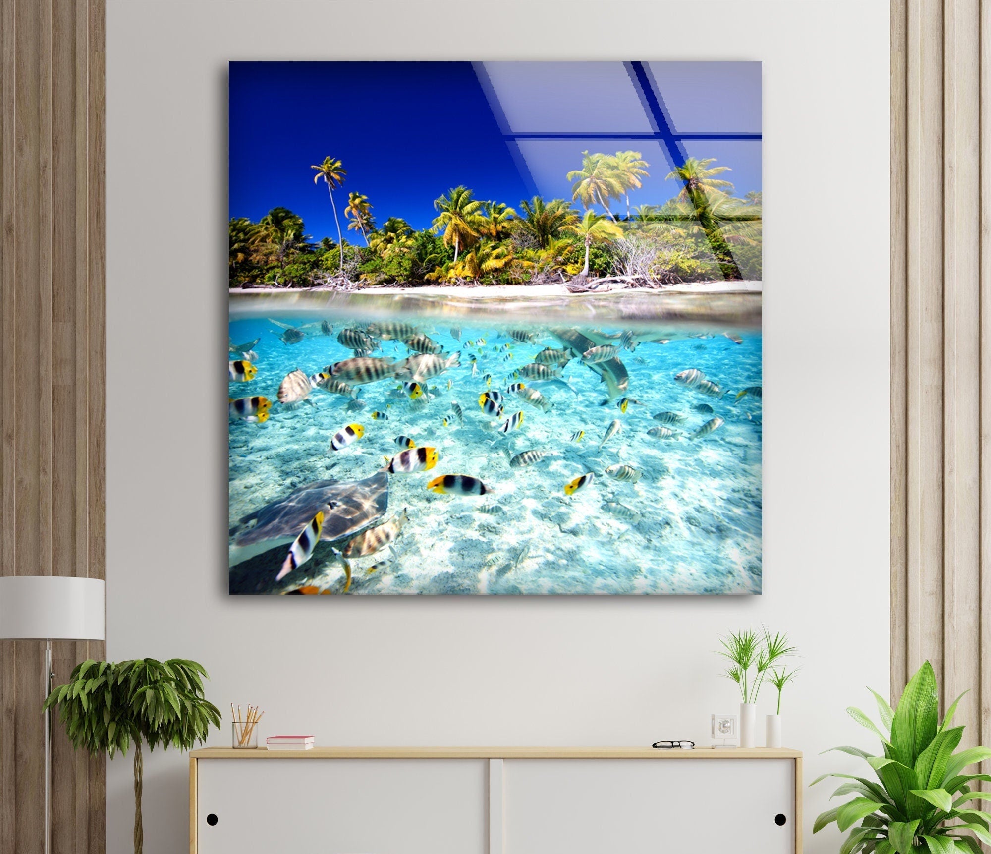 Tropical Fish Tempered Glass Wall Art