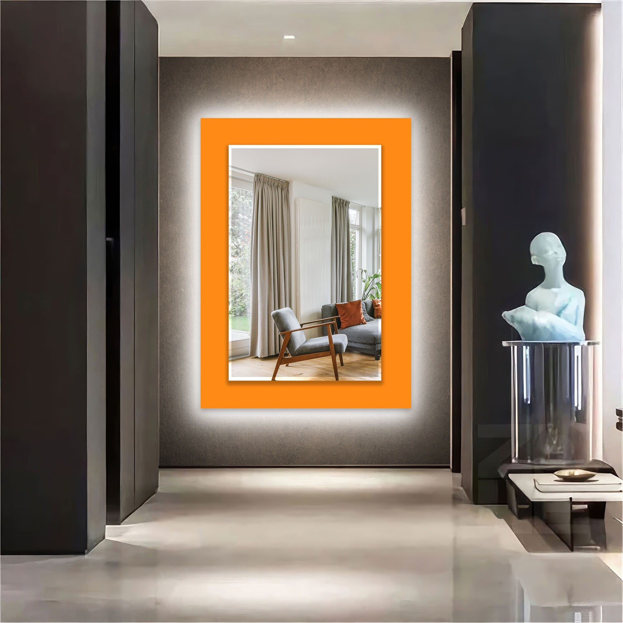 Solid Color Tempered Glass Wall Mirror
