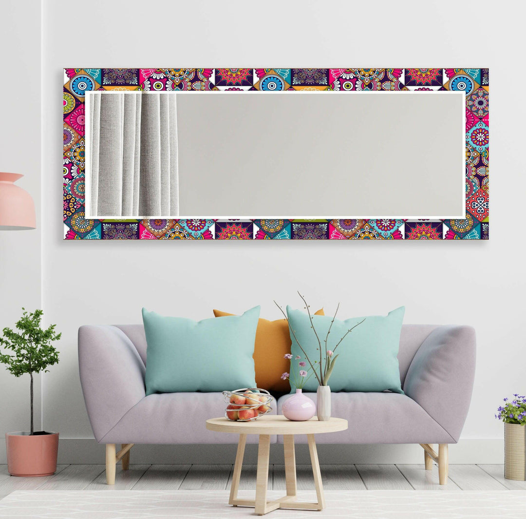Pink and Red Mosaic Design Wall Mirror Living Room Wall Mirror
