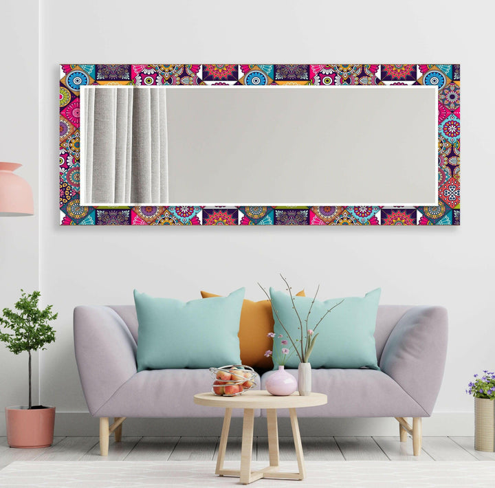 Pink and Red Mosaic Design Wall Mirror Living Room Wall Mirror
