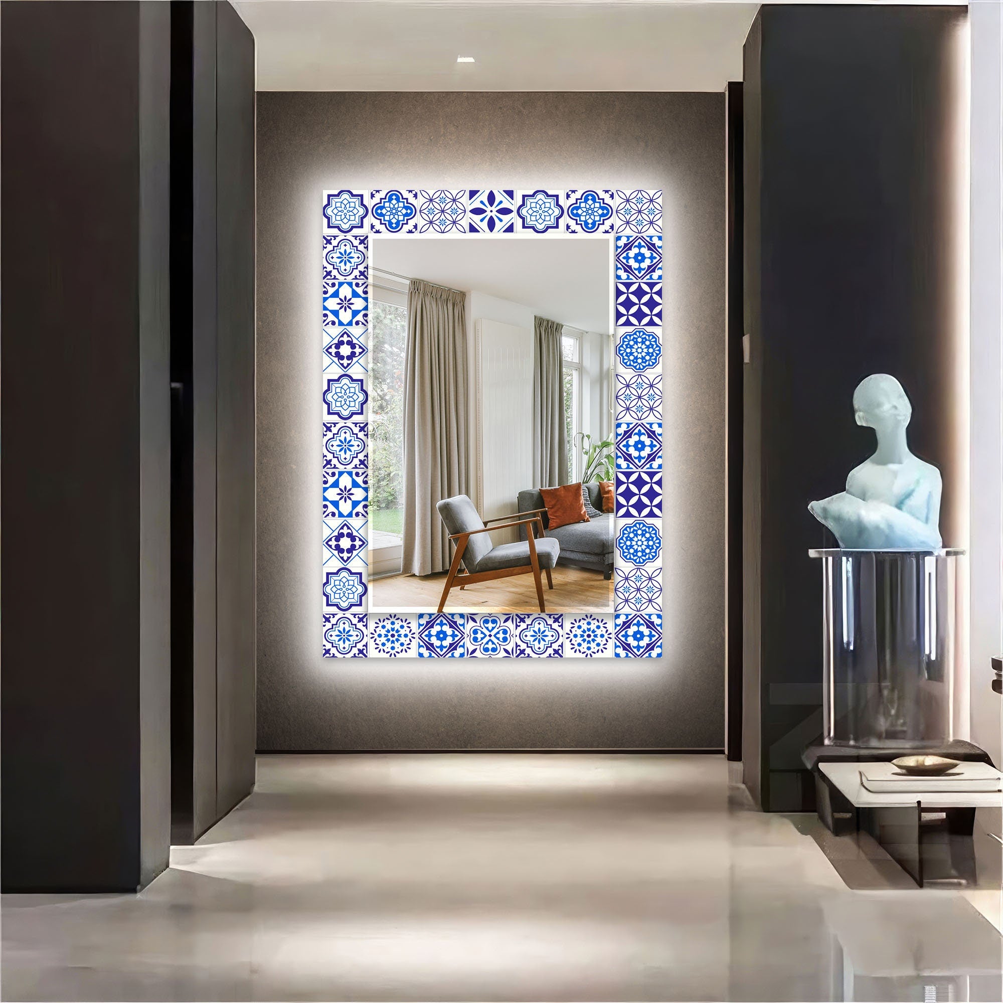 Mosaic Tempered Glass Wall Mirror