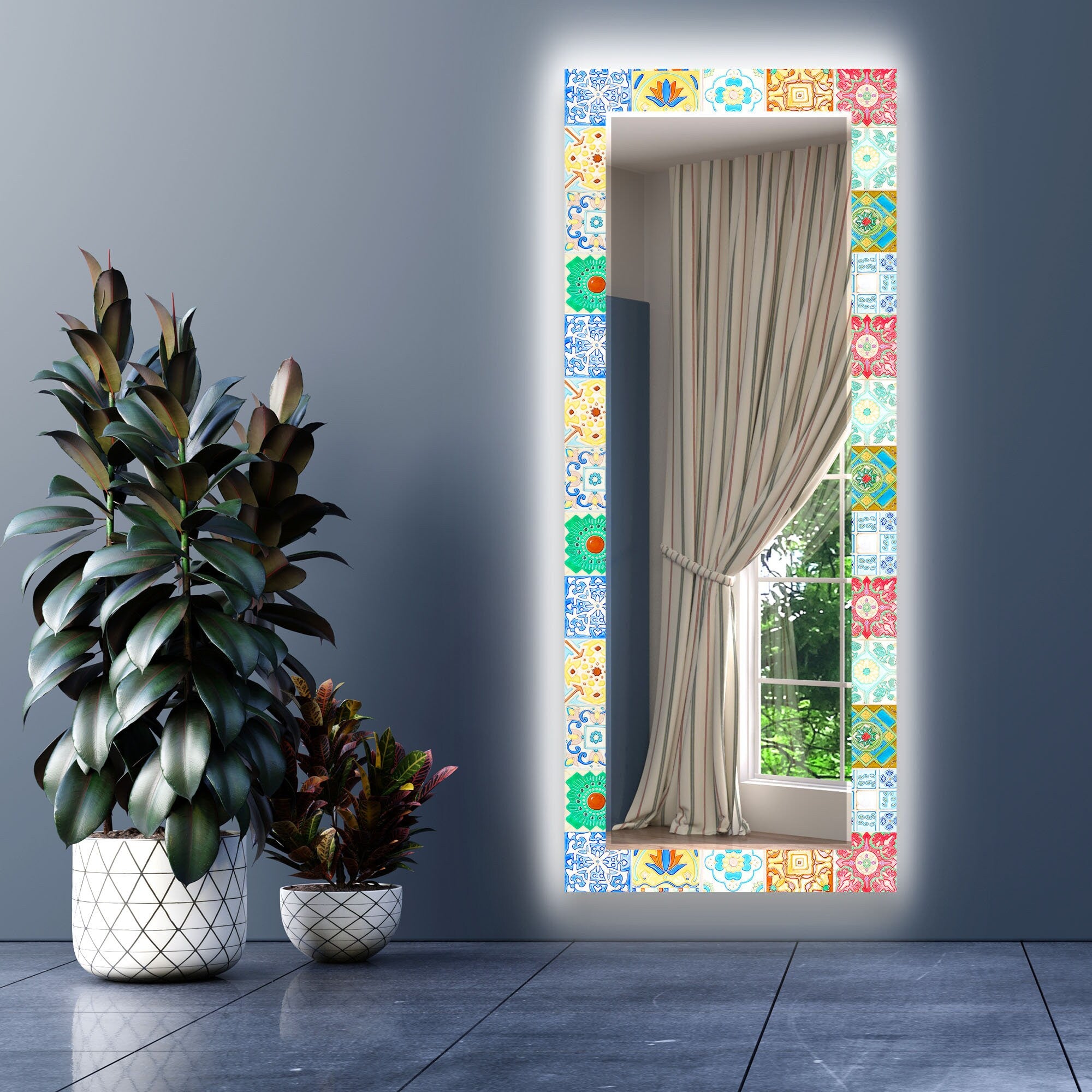 Mosaic Tempered Glass Wall Mirror