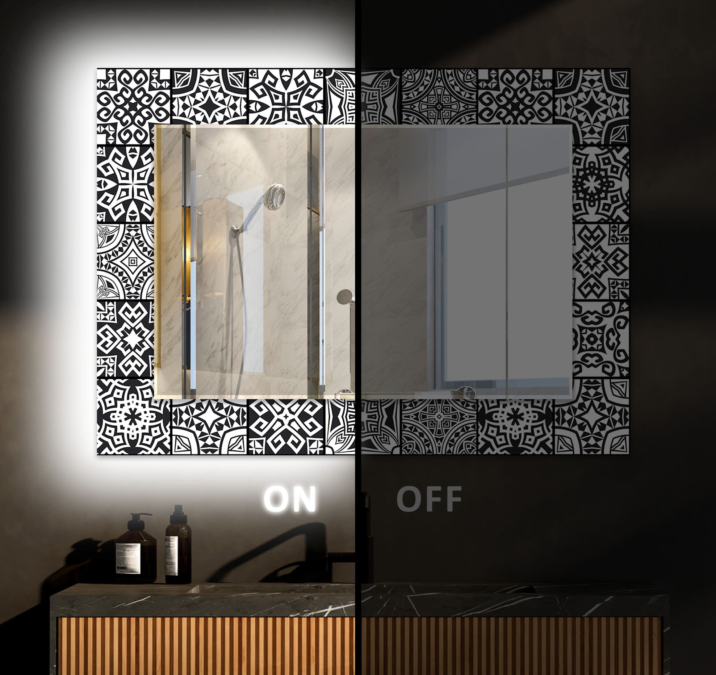 Mosaic Tempered Glass Wall Mirror