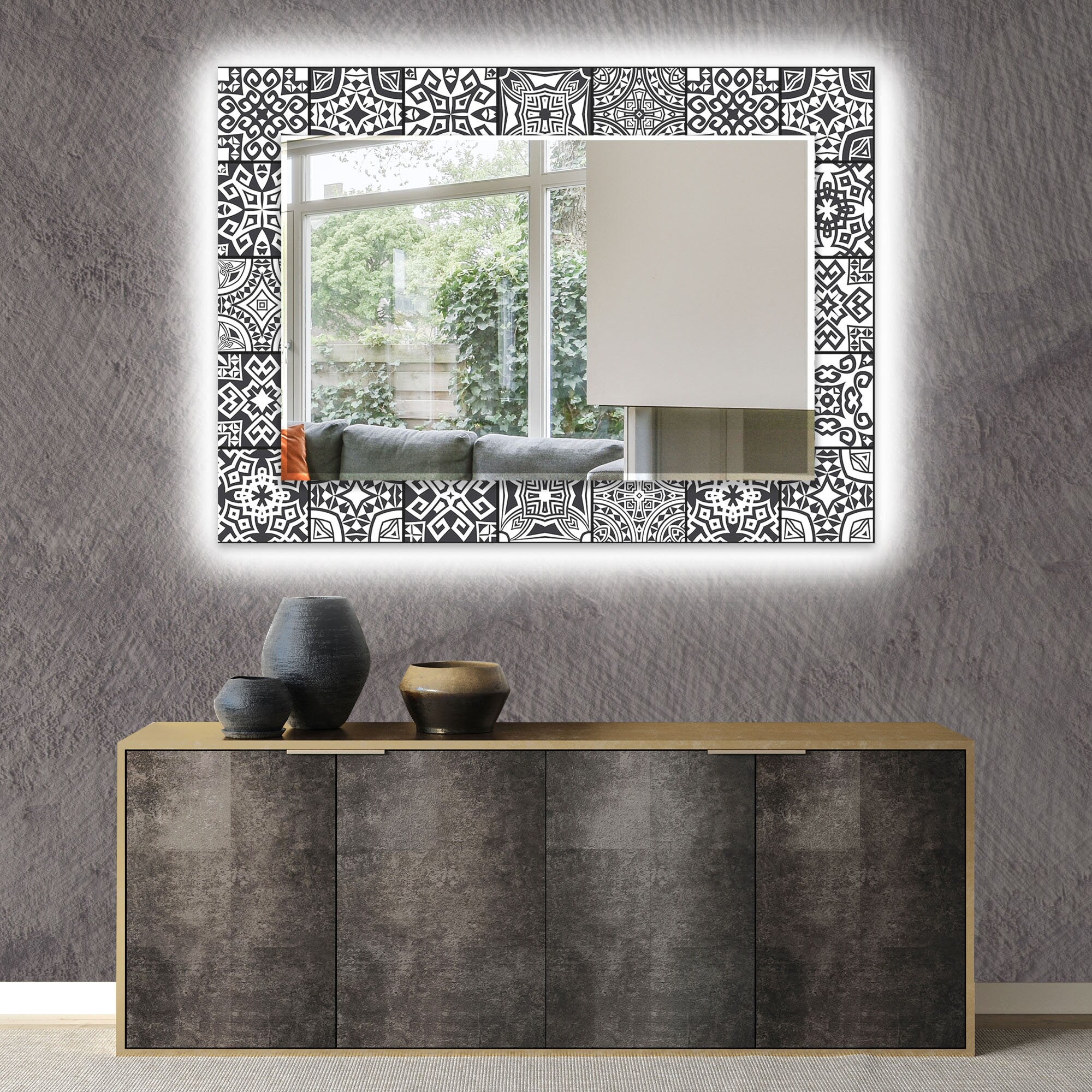 Mosaic Tempered Glass Wall Mirror