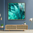 Green Leaves Tempered Glass Wall Art