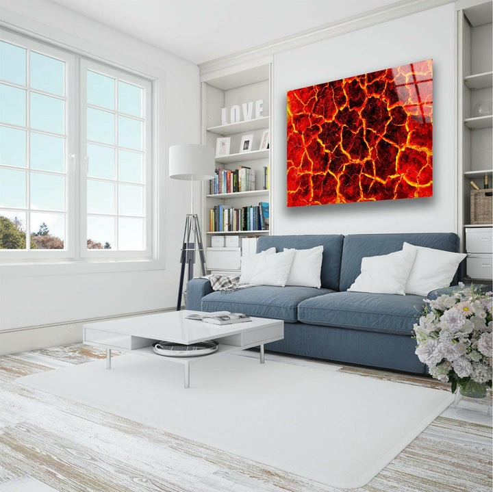 Wandkunst aus rotem Magma-Lavaglas