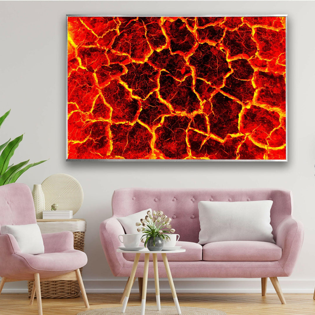 Wandkunst aus rotem Magma-Lavaglas