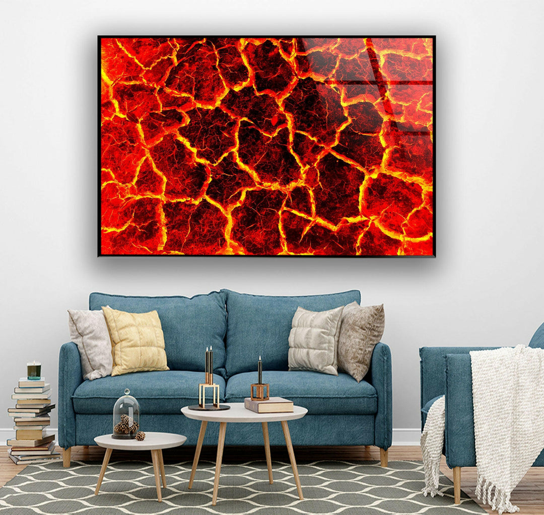Wandkunst aus rotem Magma-Lavaglas