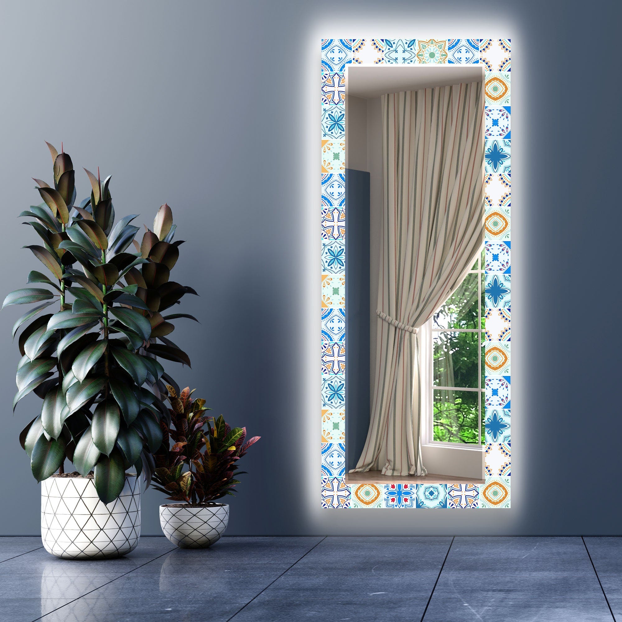 Mosaic Tempered Glass Wall Mirror