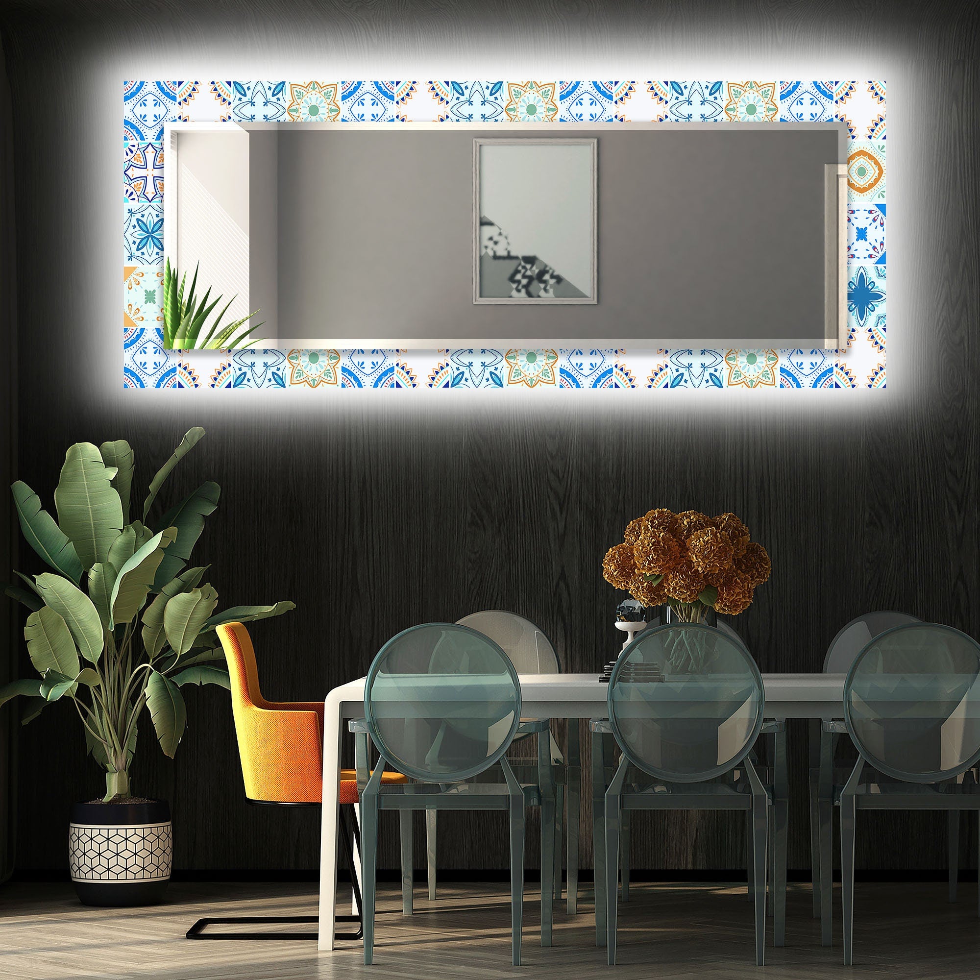 Mosaic Tempered Glass Wall Mirror