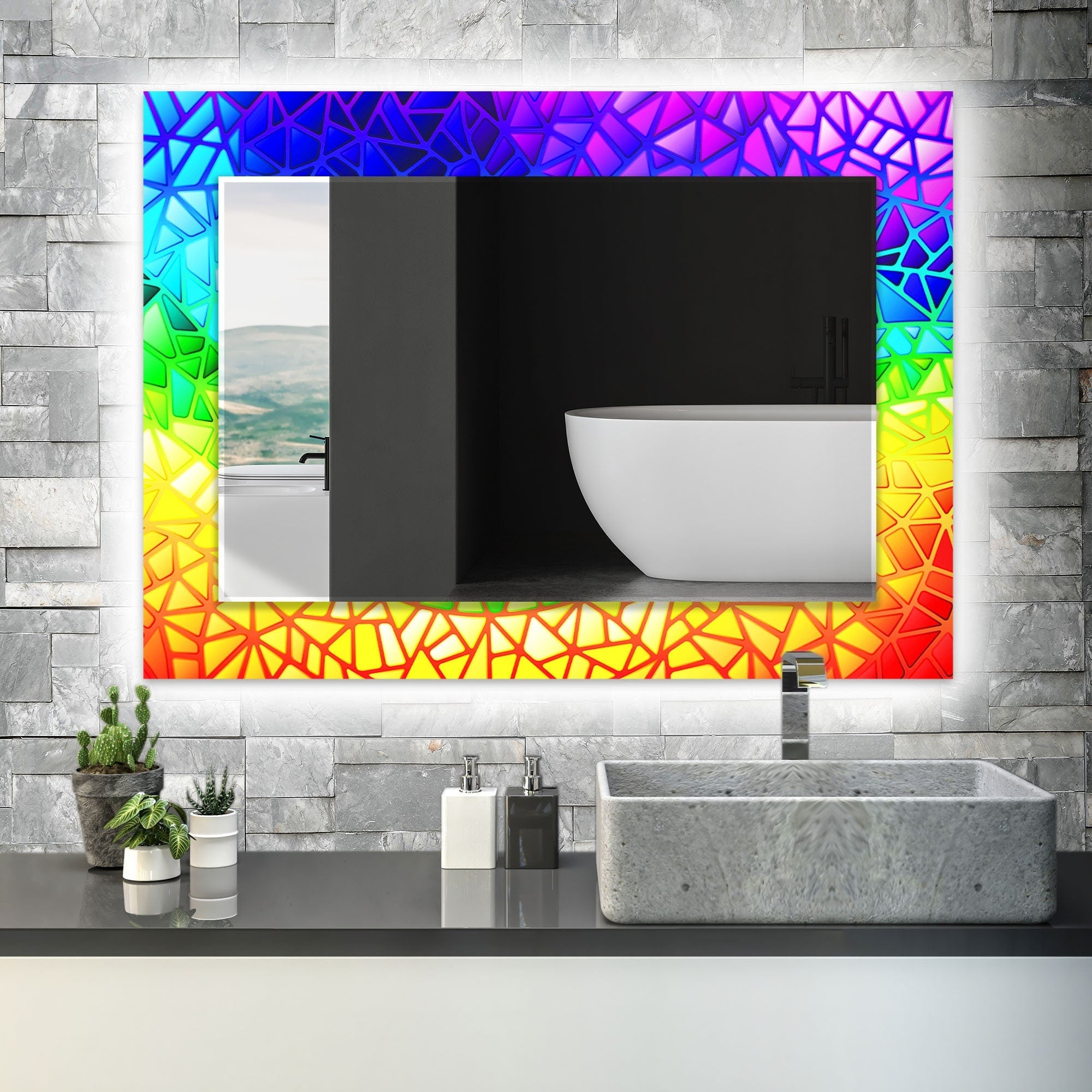 Stained Tempered Glass Wall Mirror
