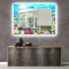 Abstract Tempered Glass Wall Mirror