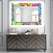 Abstract Tempered Glass Wall Mirror