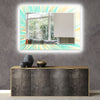 Abstract Tempered Glass Wall Mirror