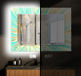 Abstract Tempered Glass Wall Mirror