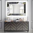 Abstract Tempered Glass Wall Mirror