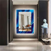 Abstract Tempered Glass Wall Mirror