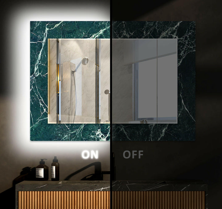 Green Marble with White Splashes Wall Mirror Large Mirror