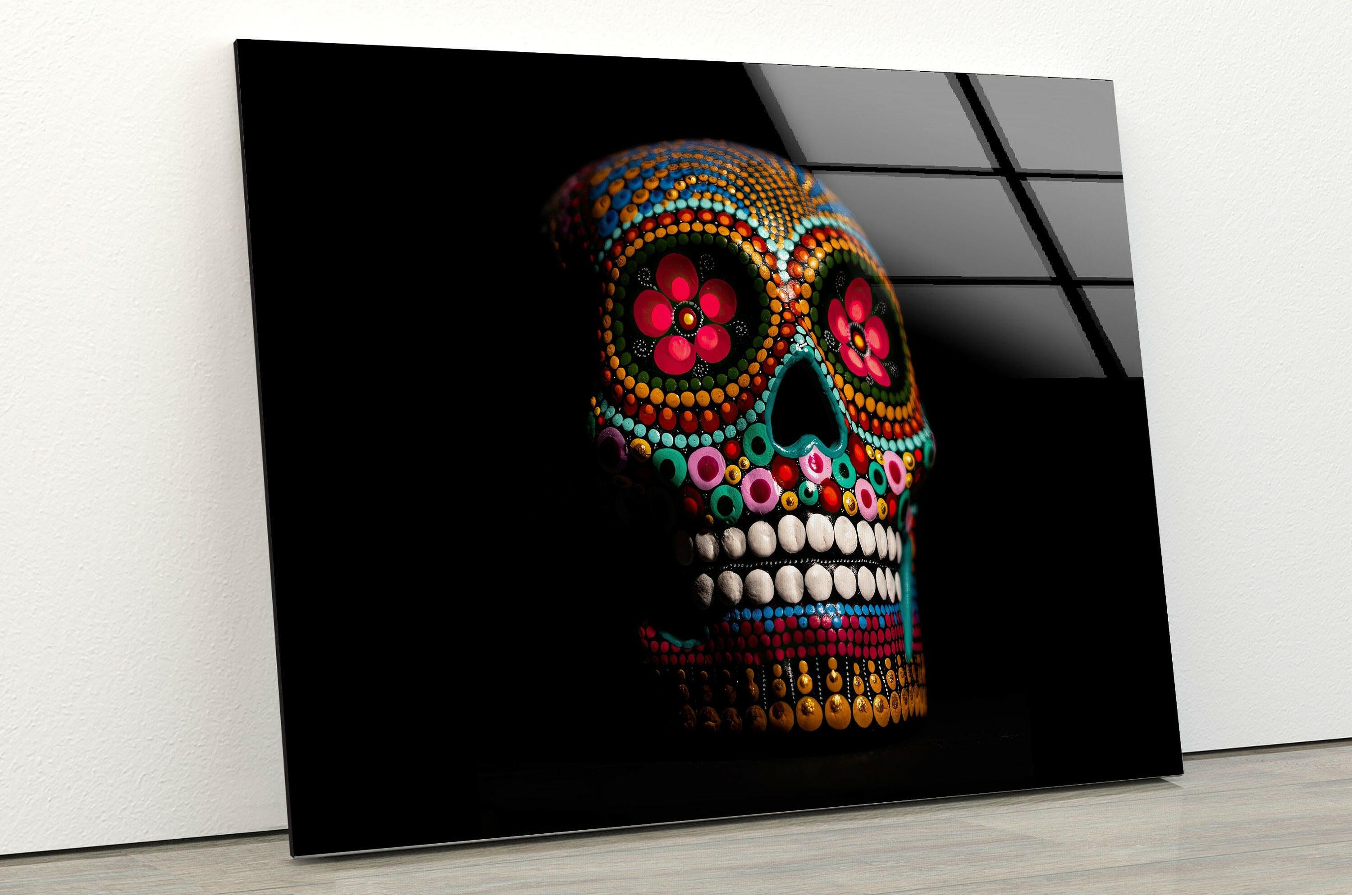 Mexican Skull Tempered Glass Wall Art