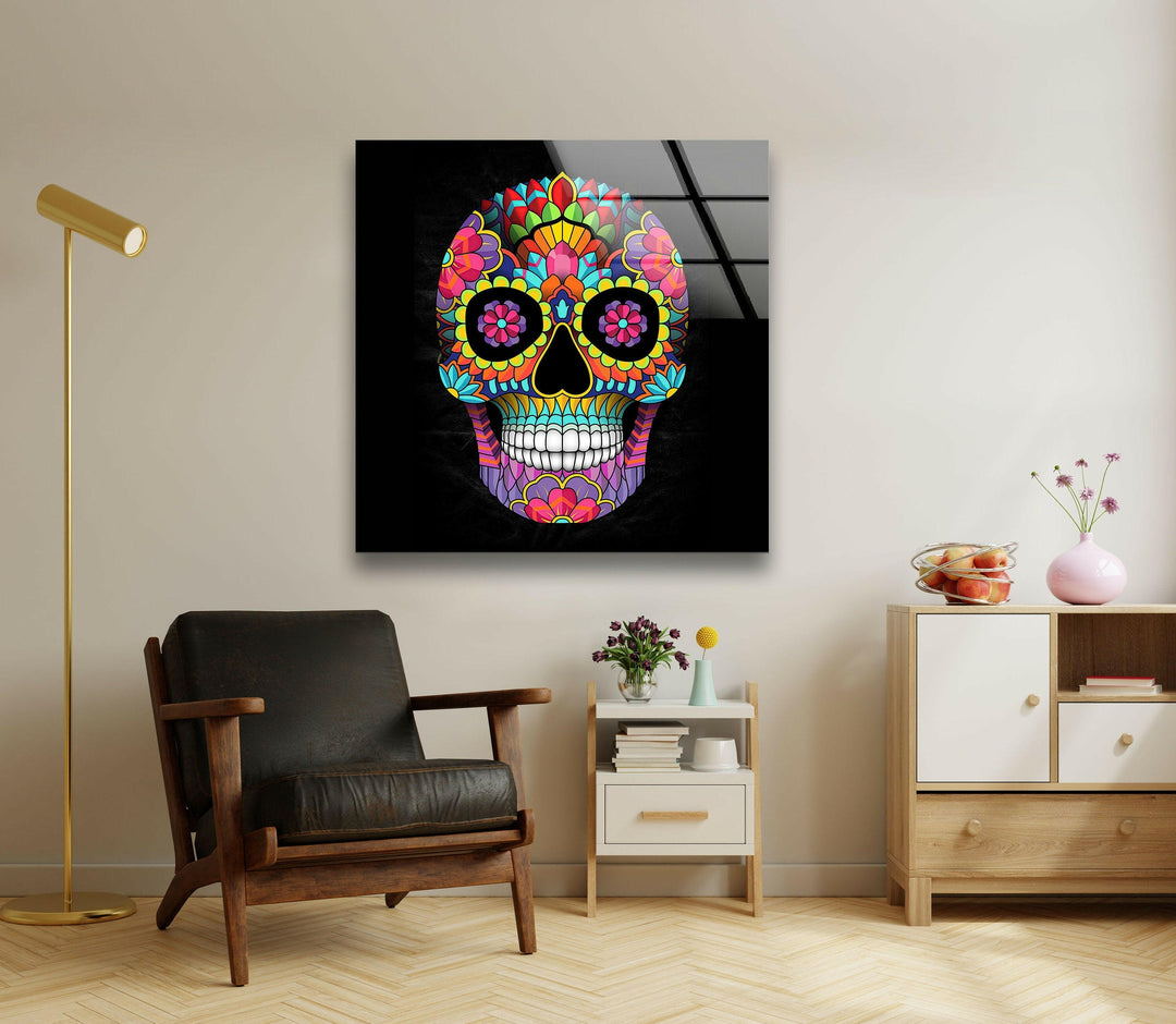 Skeleton Face Glass Wall Pictures & Cool Art Decor