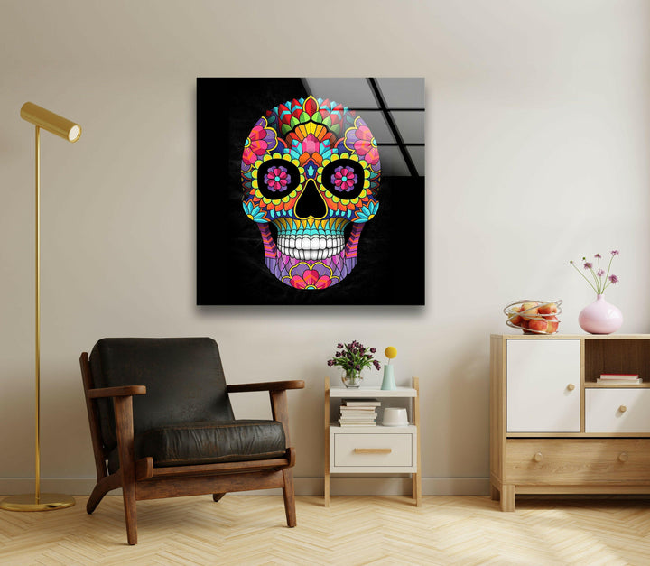 Skeleton Face Glass Wall Pictures & Cool Art Decor