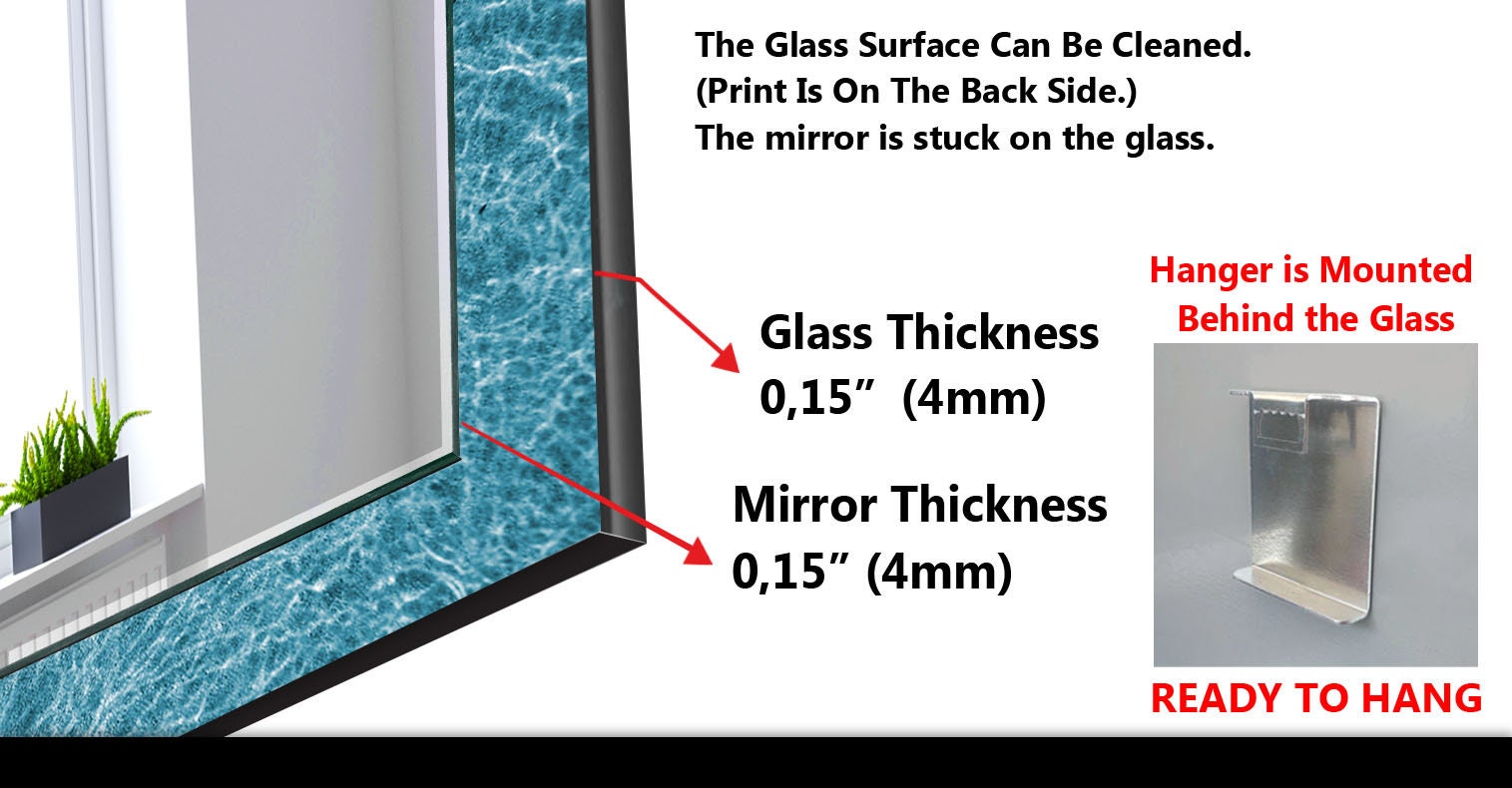 Abstract Tempered Glass Wall Mirror