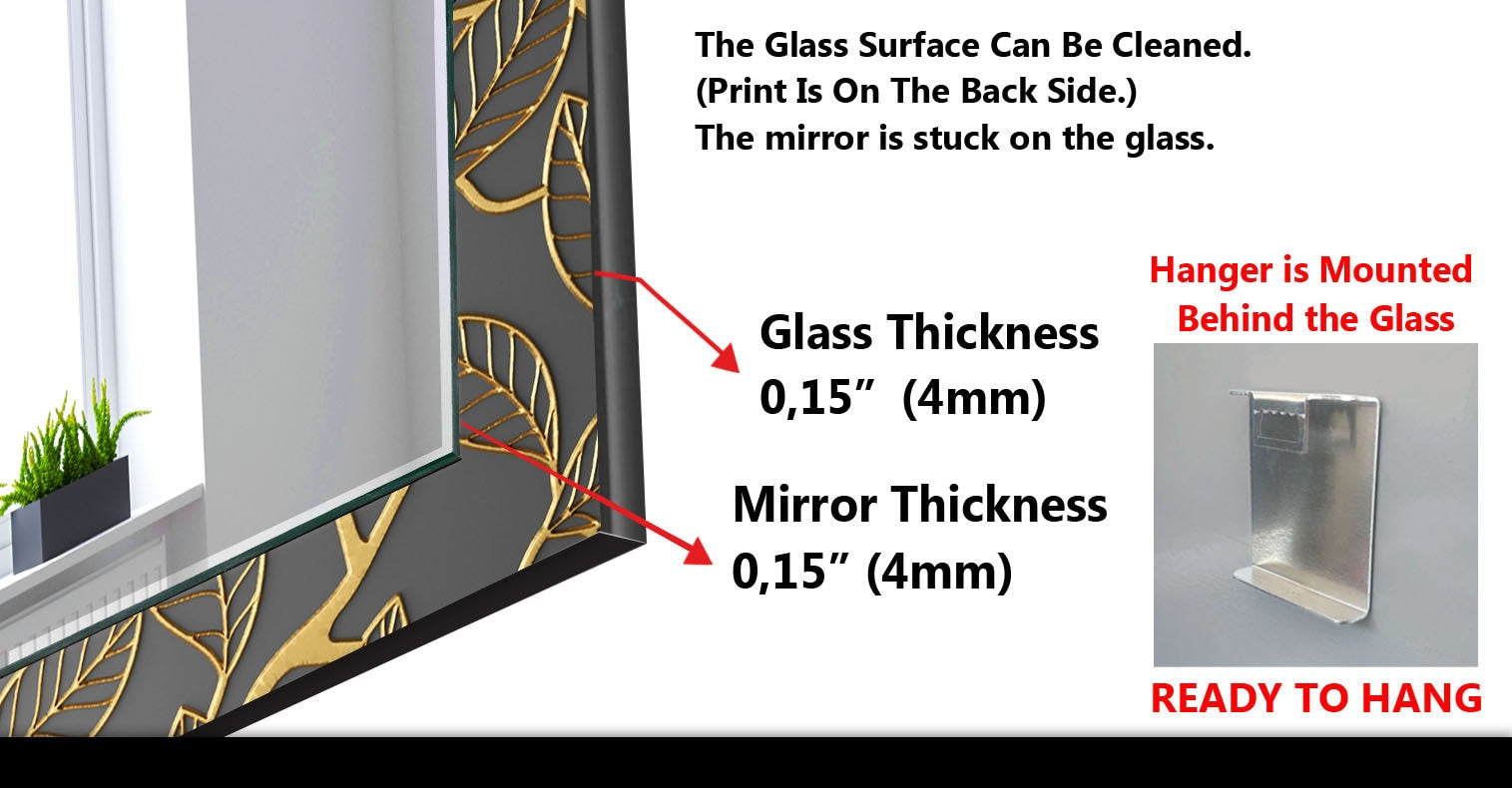 Abstract Tempered Glass Wall Mirror