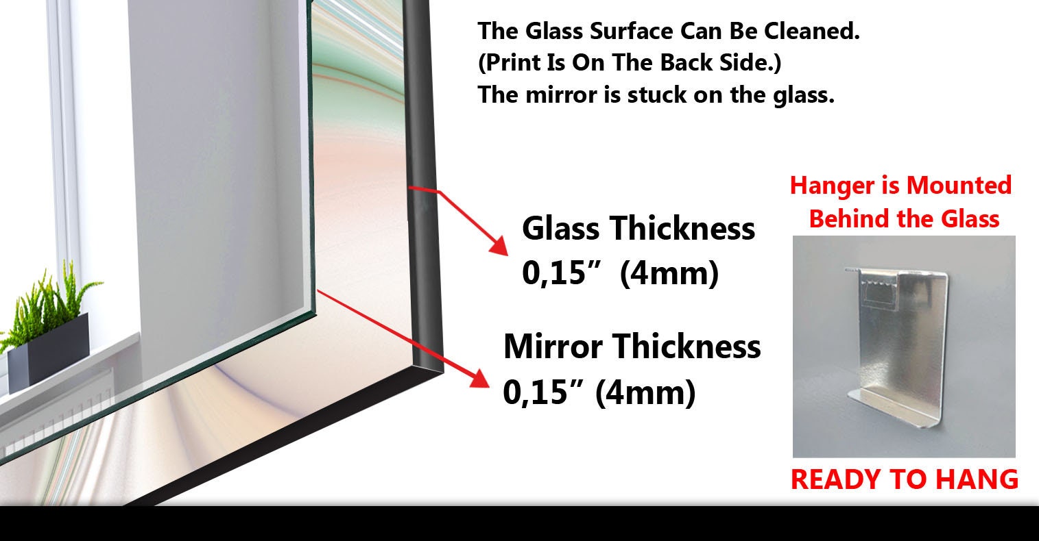 Abstract Tempered Glass Wall Mirror