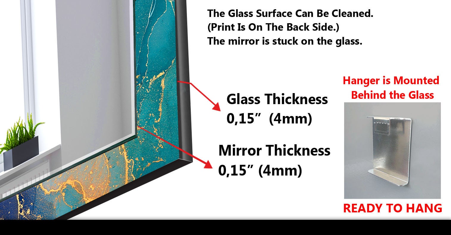 Abstract Tempered Glass Wall Mirror