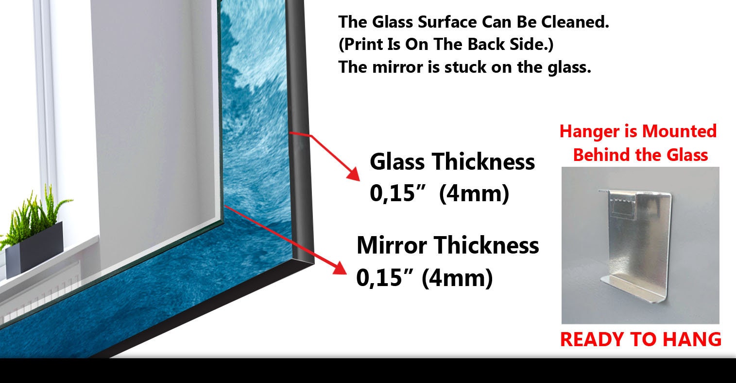 Abstract Tempered Glass Wall Mirror