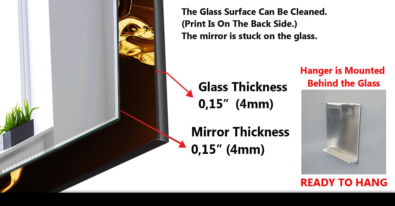 Abstract Tempered Glass Wall Mirror