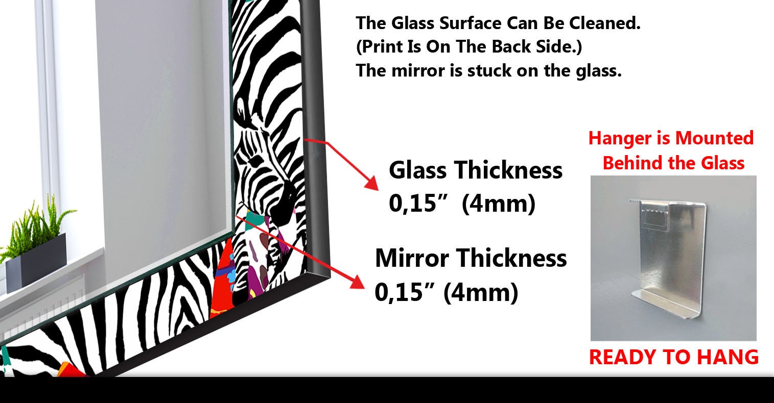Abstract Tempered Glass Wall Mirror
