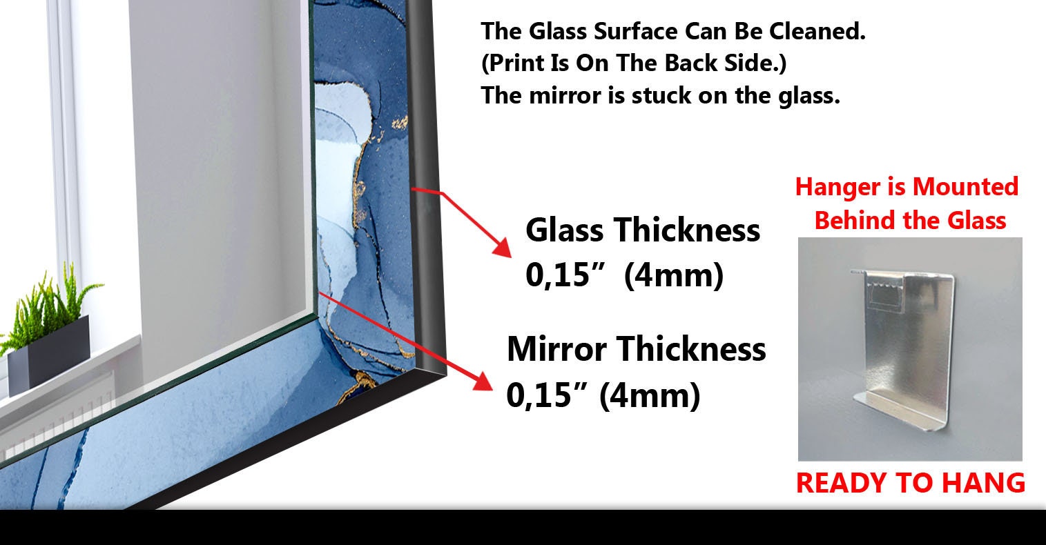 Abstract Tempered Glass Wall Mirror