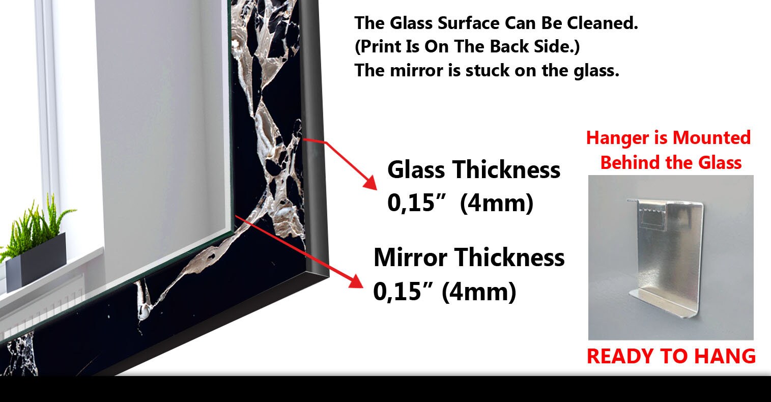 Abstract Tempered Glass Wall Mirror