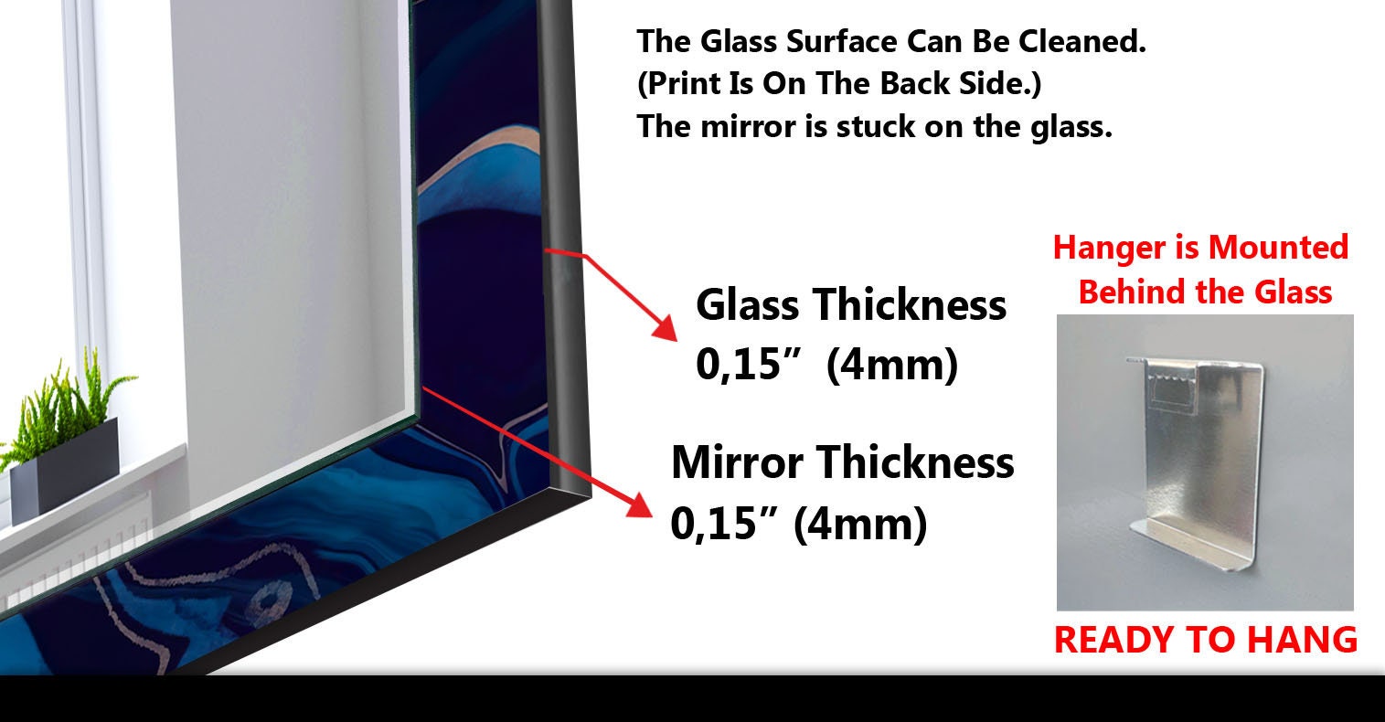 Abstract Tempered Glass Wall Mirror