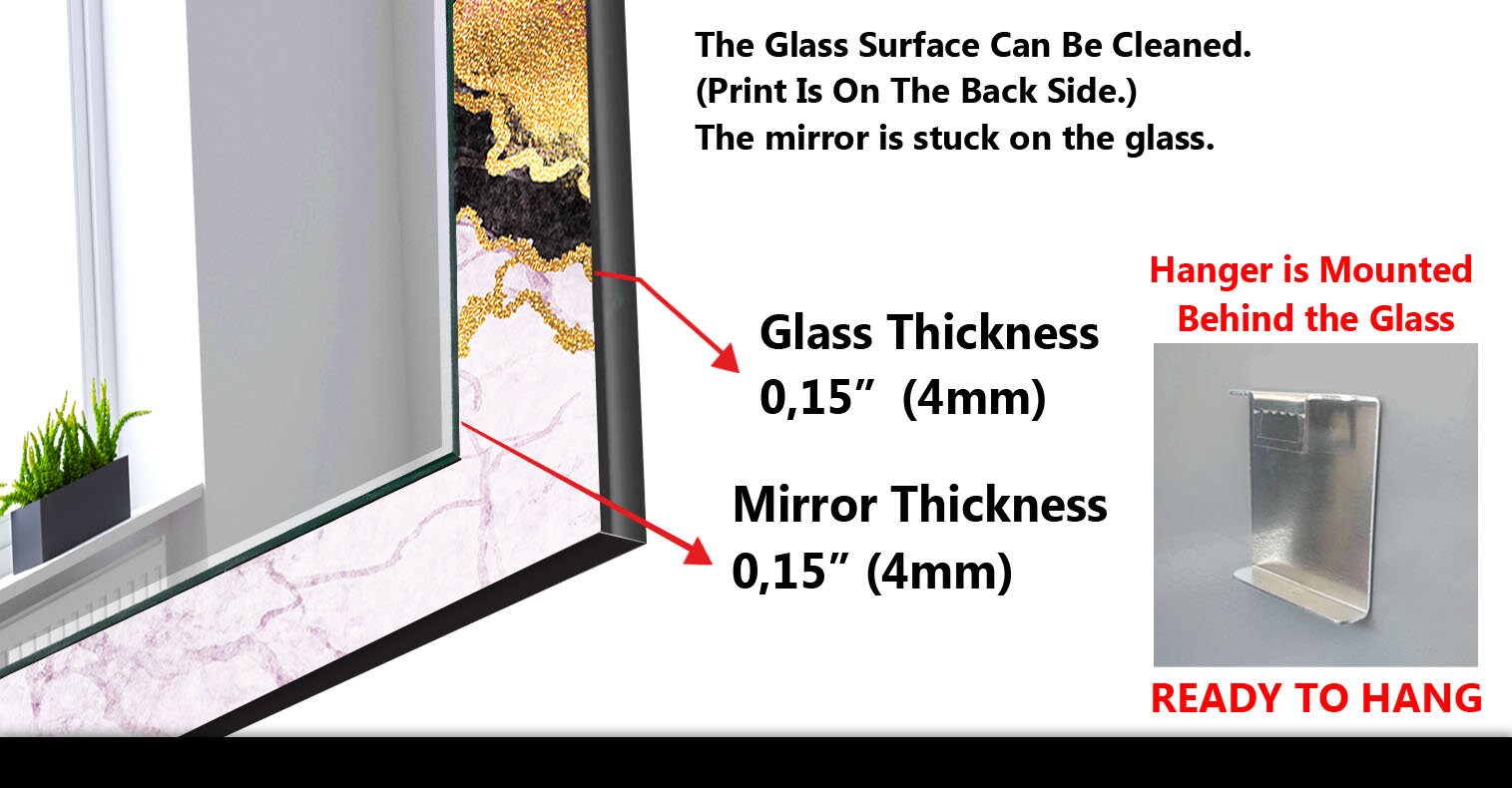 Abstract Tempered Glass Wall Mirror