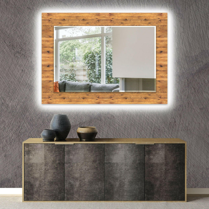 Brown Wood Pattern Wall Mirrors Large Mirror
