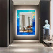 Abstract Tempered Glass Wall Mirror
