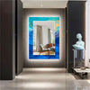 Abstract Tempered Glass Wall Mirror