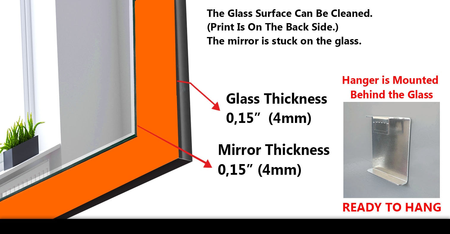 Solid Color Tempered Glass Wall Mirror