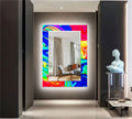 Abstract Tempered Glass Wall Mirror