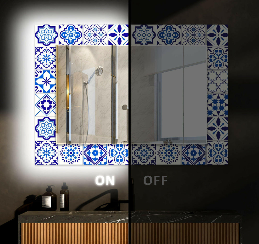 Mosaic Design White Wall Mirrors Modern Wall Mirror
