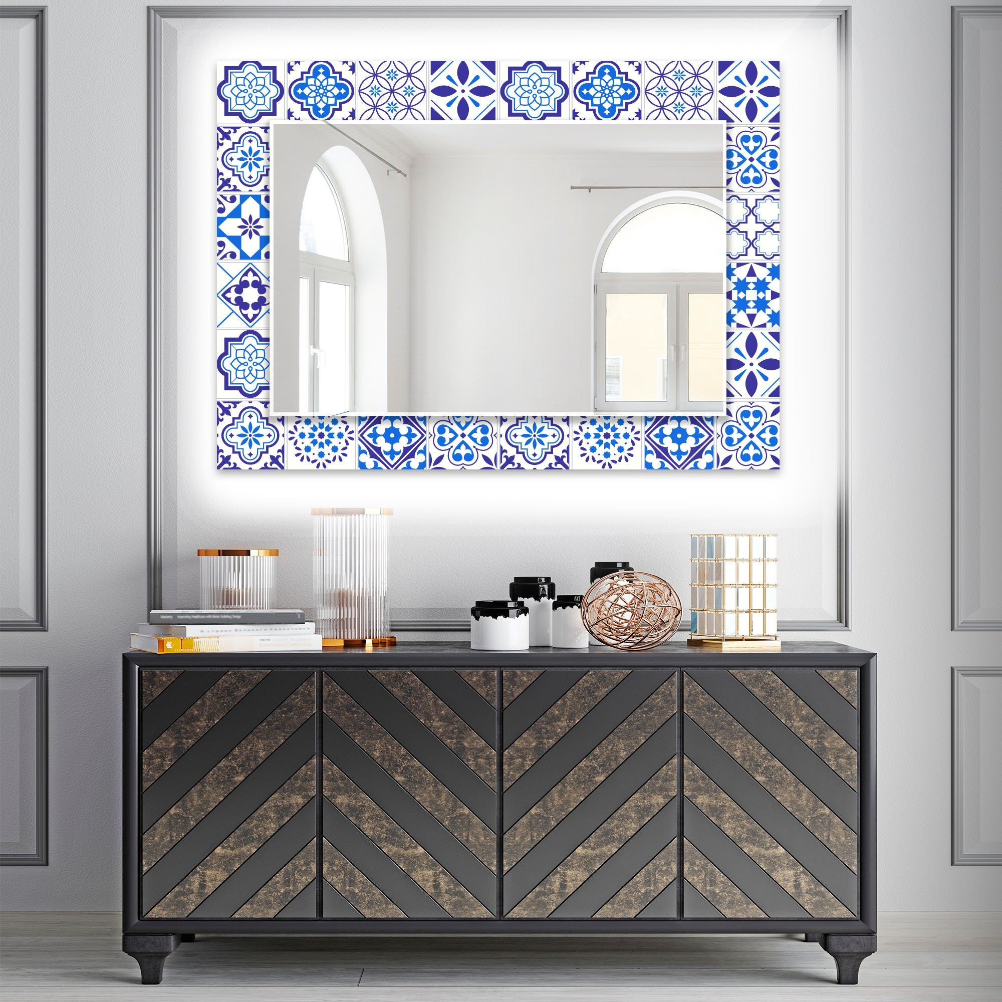 Mosaic Tempered Glass Wall Mirror
