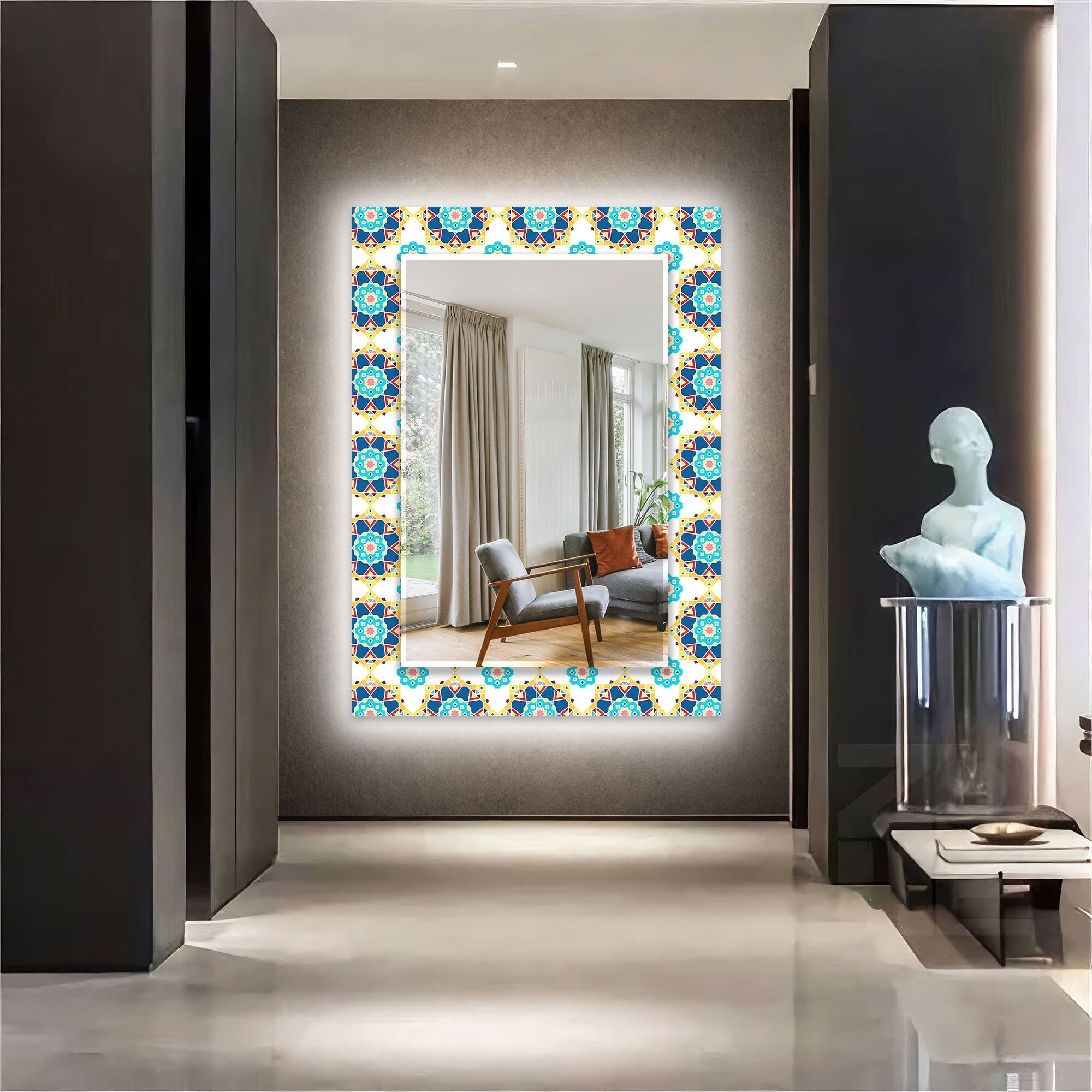 Mosaic Tempered Glass Wall Mirror