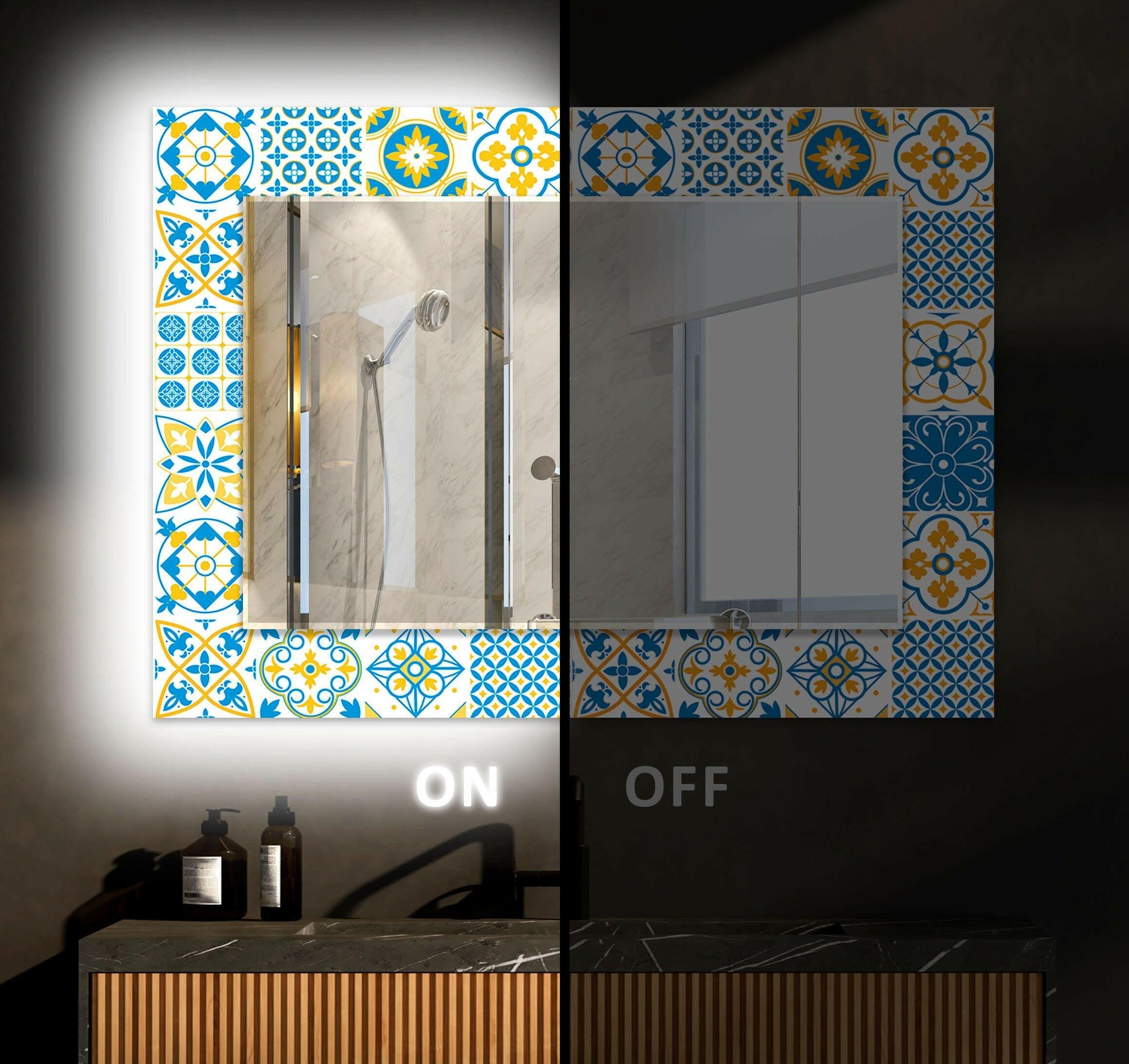 Mosaic Tempered Glass Wall Mirror