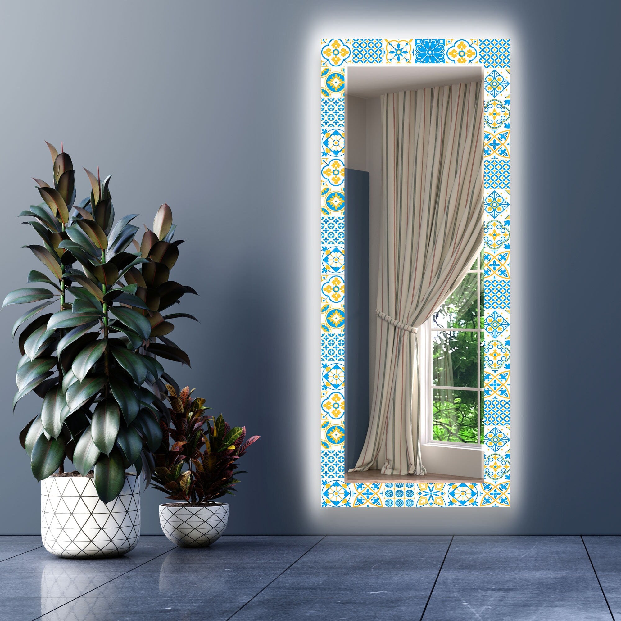 Mosaic Tempered Glass Wall Mirror